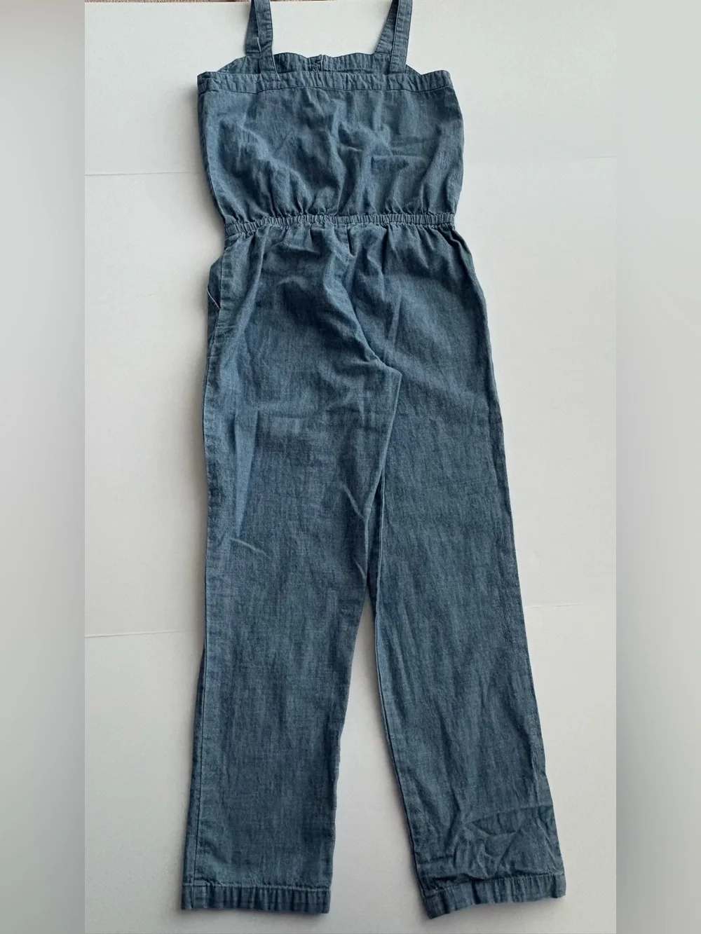 KIDS Polo Ralph Lauren Girls Size 12 Blue Chambray Cotton Jumpsuit Button Front